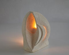Limestone table lamp by Albert Tormos, France 1970