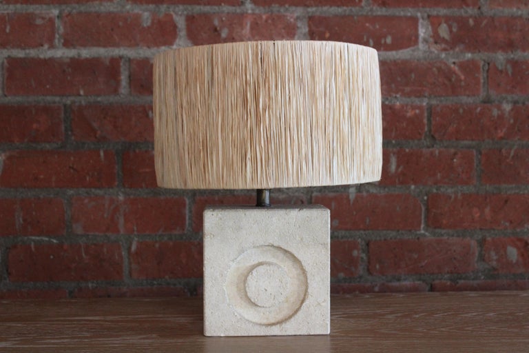 French Limestone Table Lamp by Albert Tormos, France, 1970s For Sale