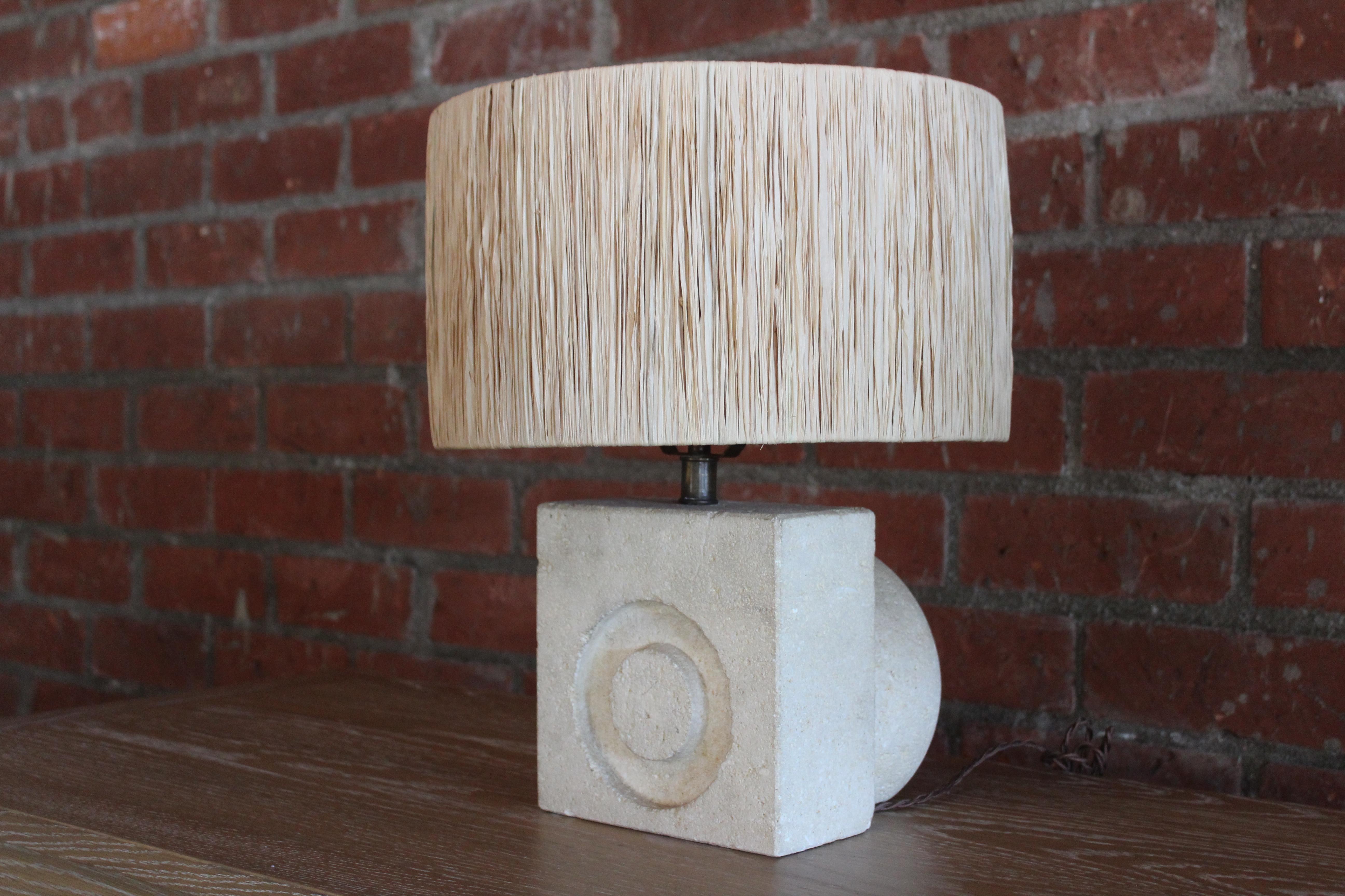 French Limestone Table Lamp by Albert Tormos, France, 1970s