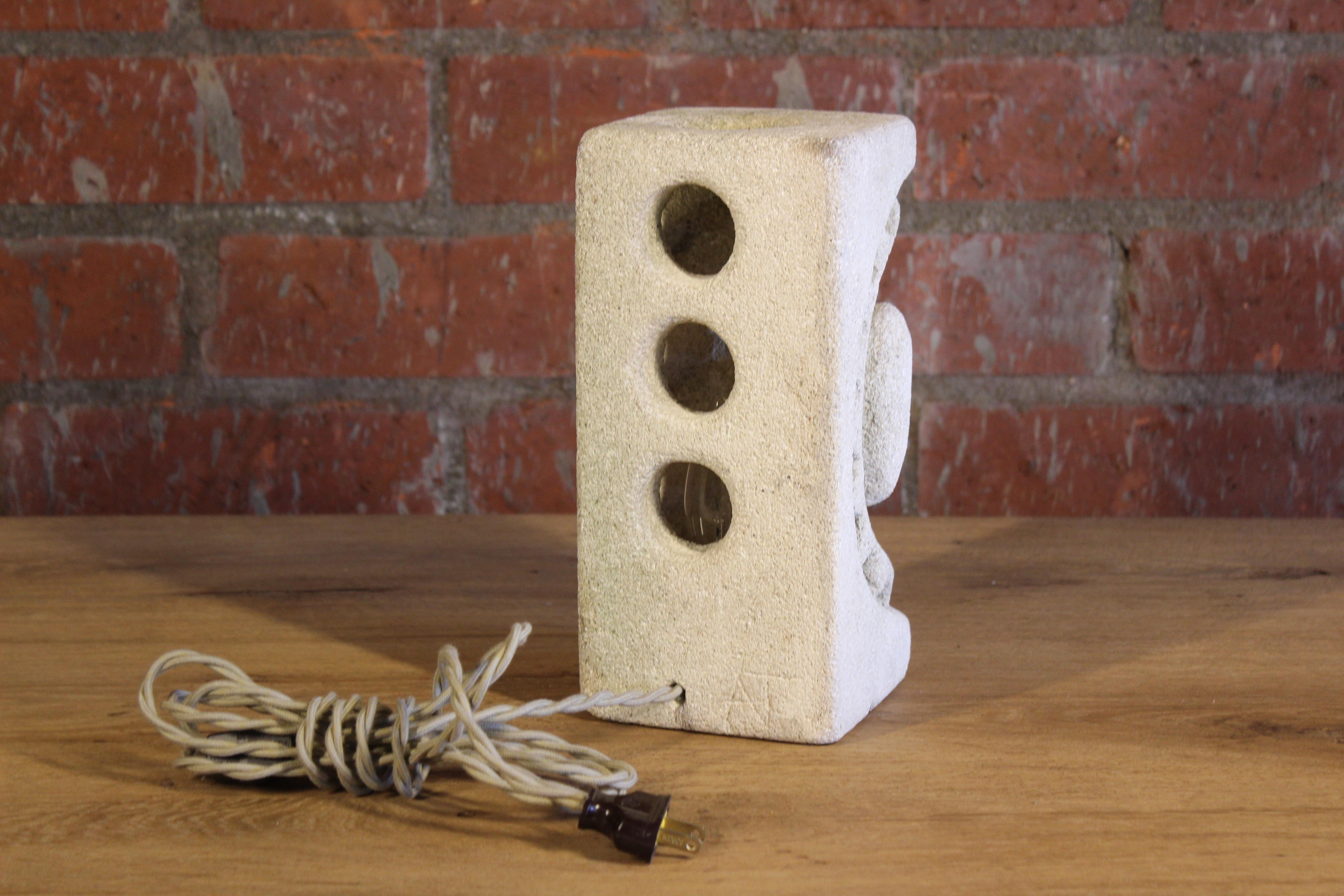 Late 20th Century Limestone Table Lamp by Albert Tormos, France, 1970s For Sale