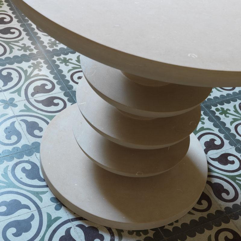 Minimalist Limestone Table Ondulation by Pimar For Sale