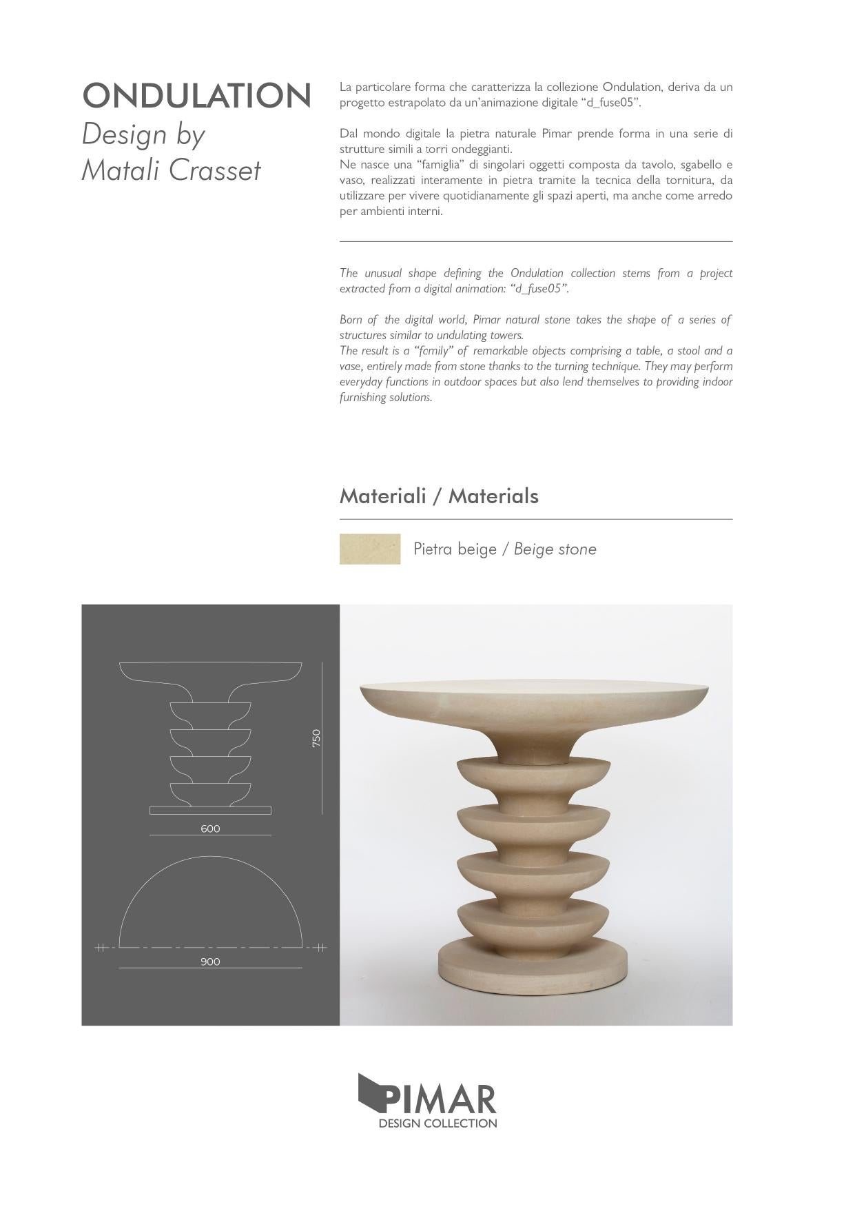 Carved Limestone Table Ondulation by Pimar For Sale