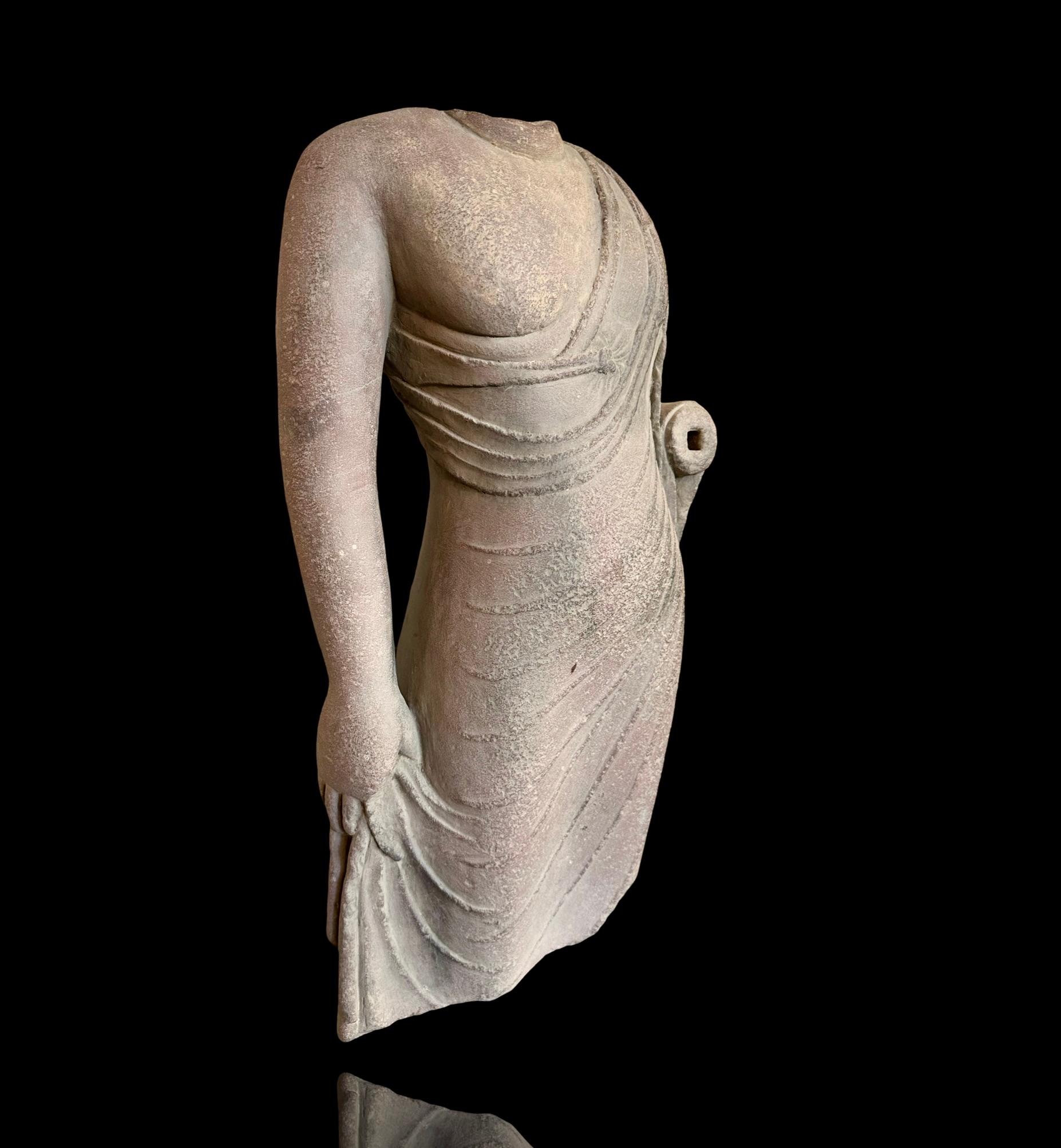 Chinese Limestone Tang Dynasty Torso Of Buddha For Sale