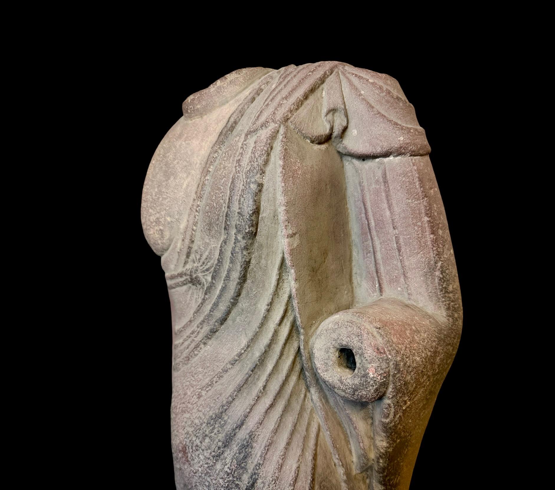Limestone Tang Dynasty Torso Of Buddha In Good Condition For Sale In Brooklyn, NY