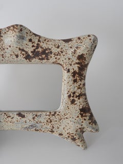 Limestone Texture Wabi Sabi Decor Ceramic Small Wall Mirror by Maku Ceramic