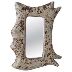 Limestone Texture Wabi Sabi Decor Ceramic Small Wall Mirror by Maku Ceramic