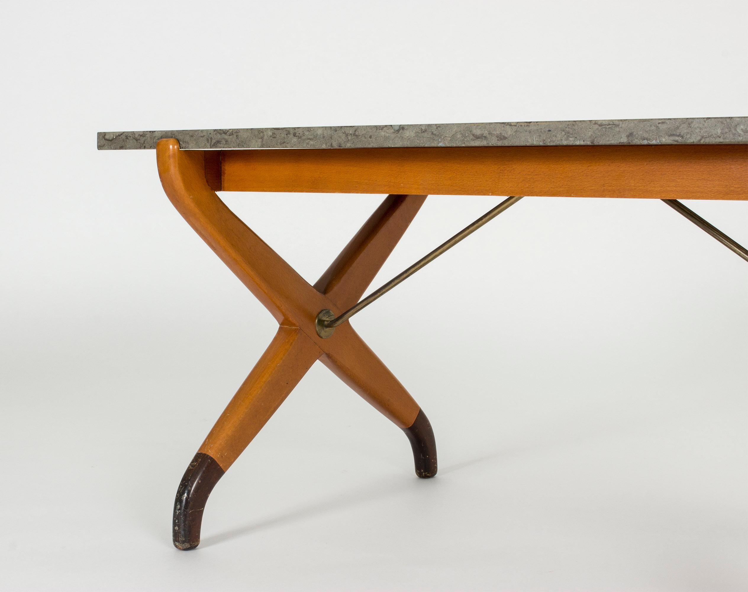 Mid-20th Century Limestone Top Coffee Table by David Rosén