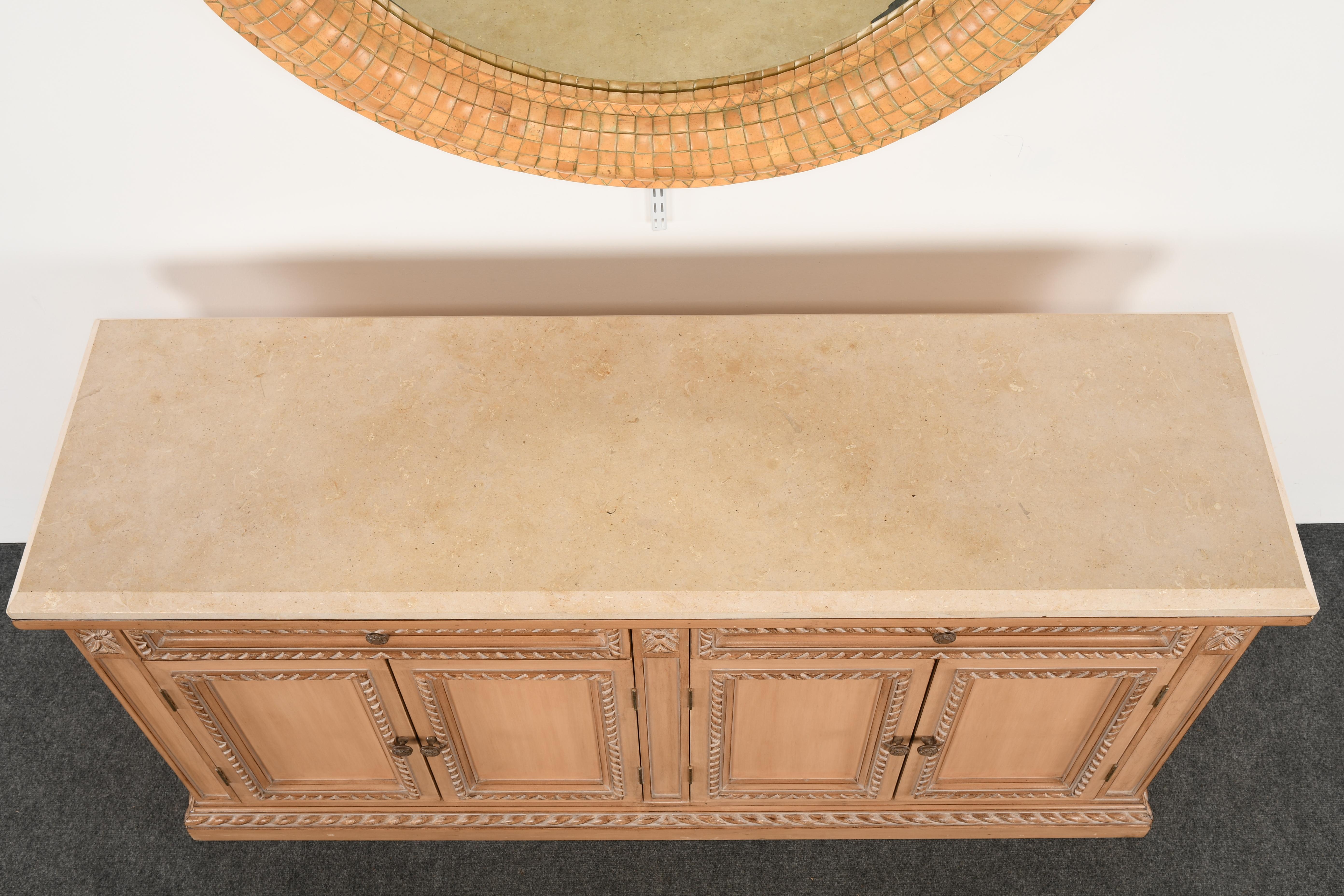 Limestone Top Credenza Attributed to Kreiss, 1980s 5
