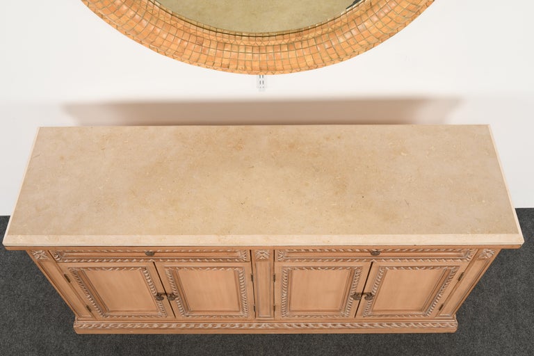 Limestone Top Credenza Attributed to Kreiss, 1980s at 1stDibs