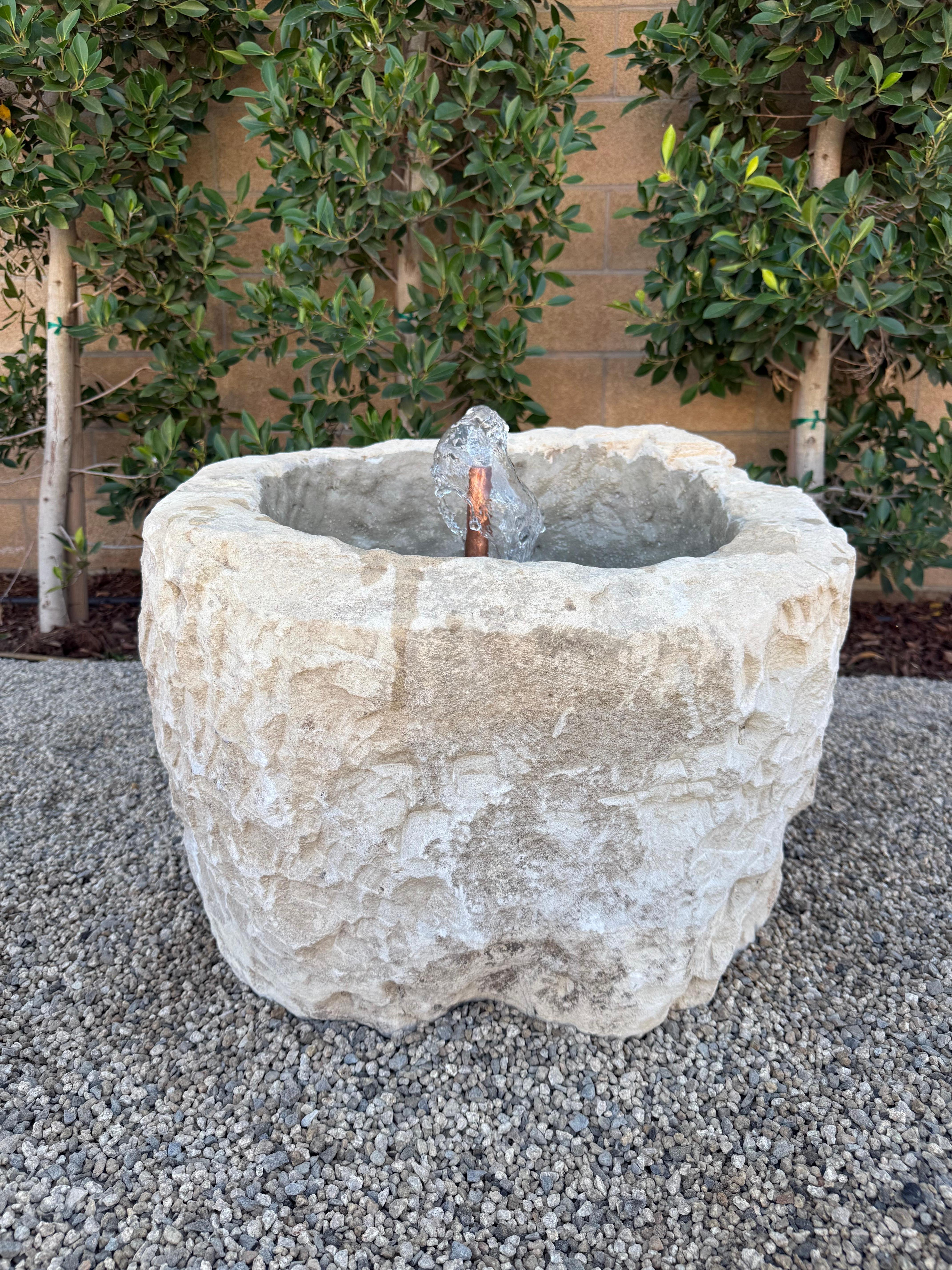 Limestone Trough Fountain with Lights In New Condition For Sale In Old Town Orange, CA