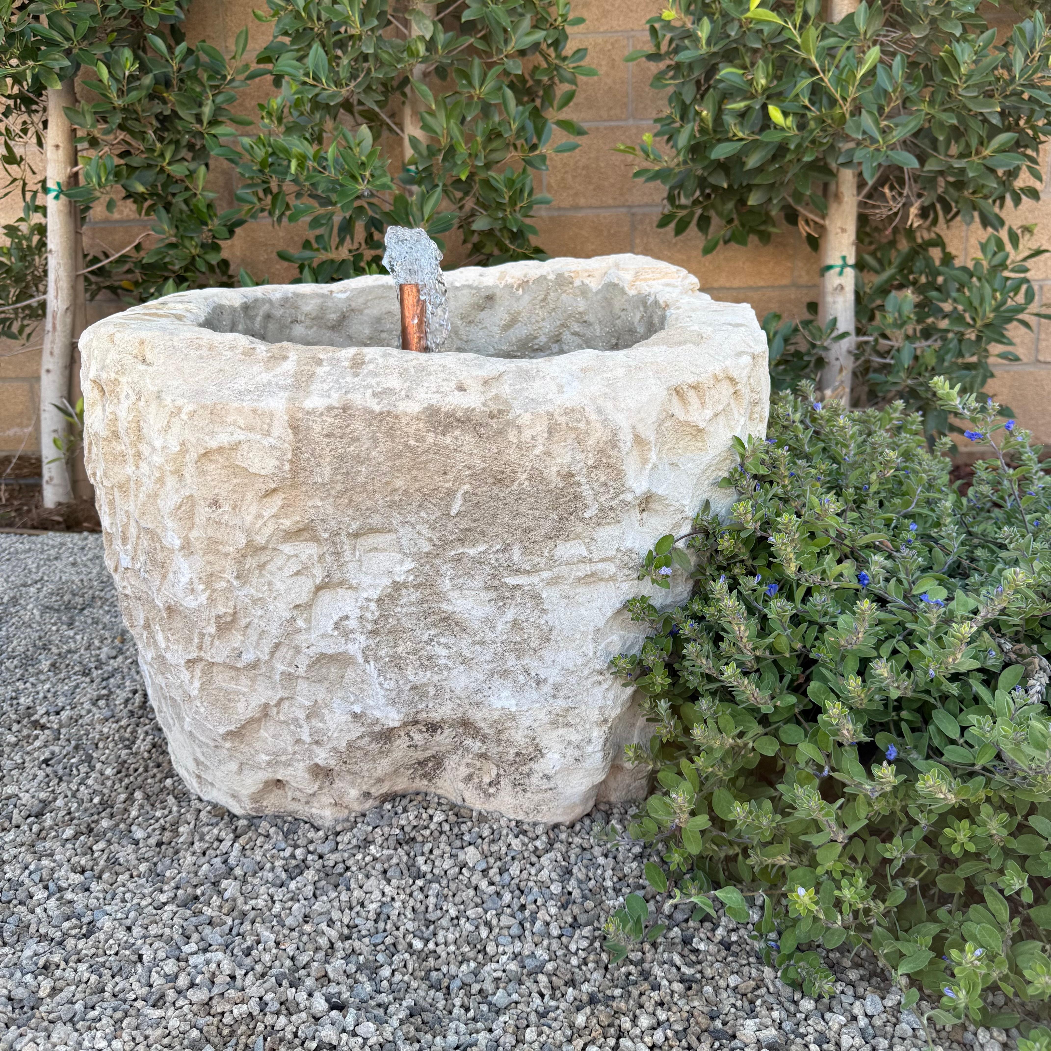 Limestone Trough Fountain with Lights For Sale 4