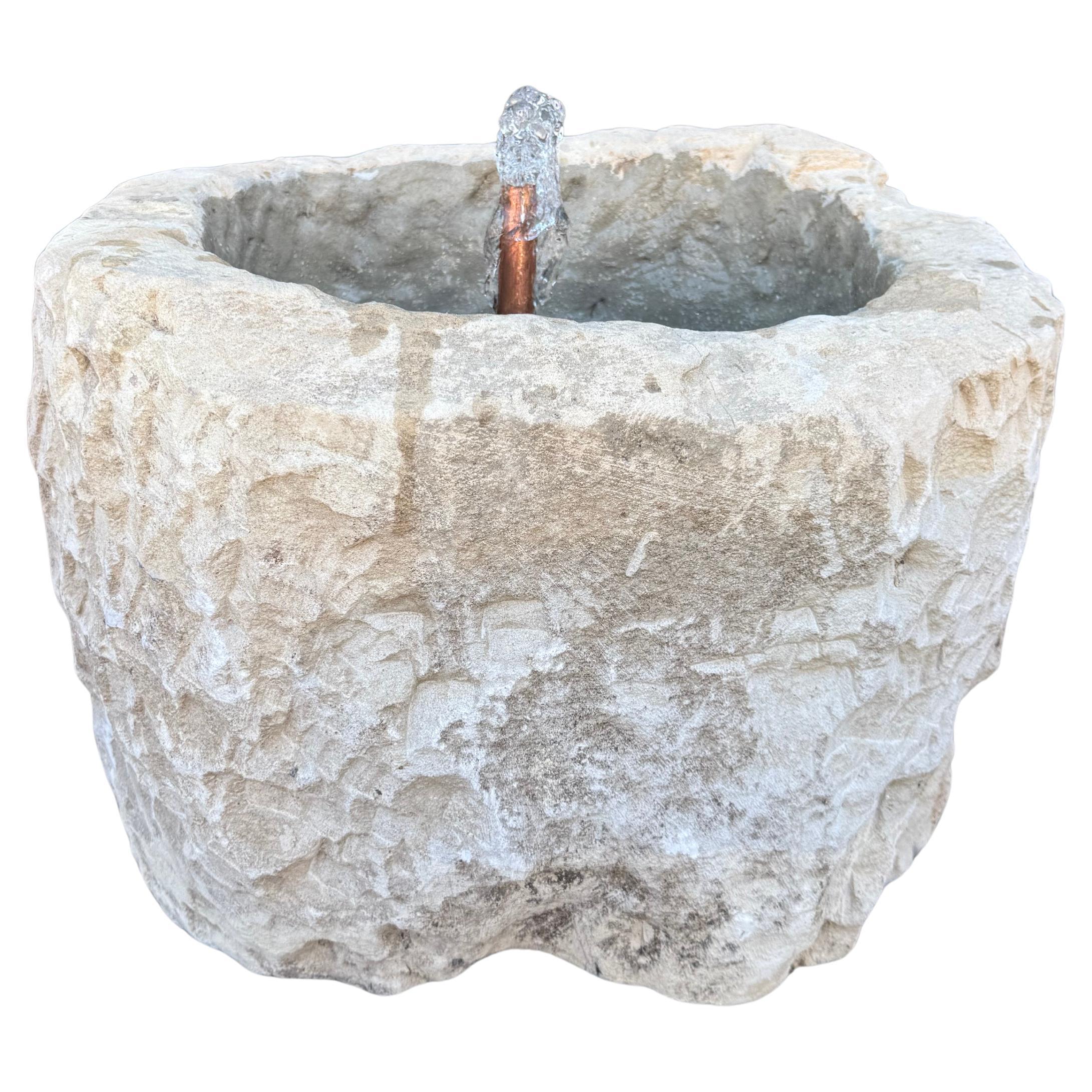 Limestone Trough Fountain with Lights