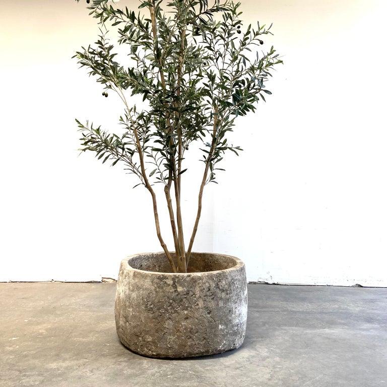 Kalksteintrog oder Pflanzgefäß für drinnen oder draußen im Angebot 3