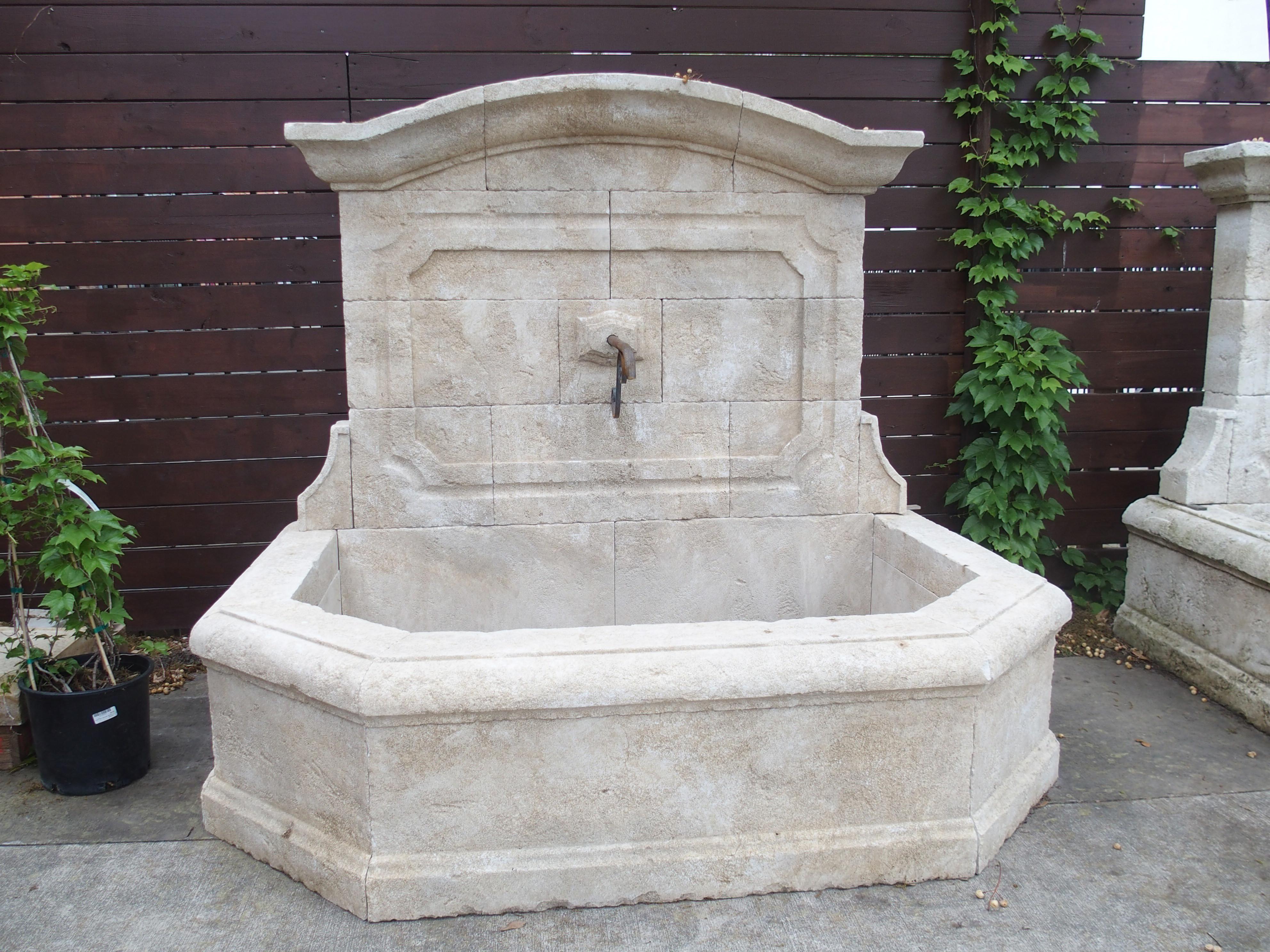 Limestone Wall Fountain with Carved Stone Backplate from Provence, France 2