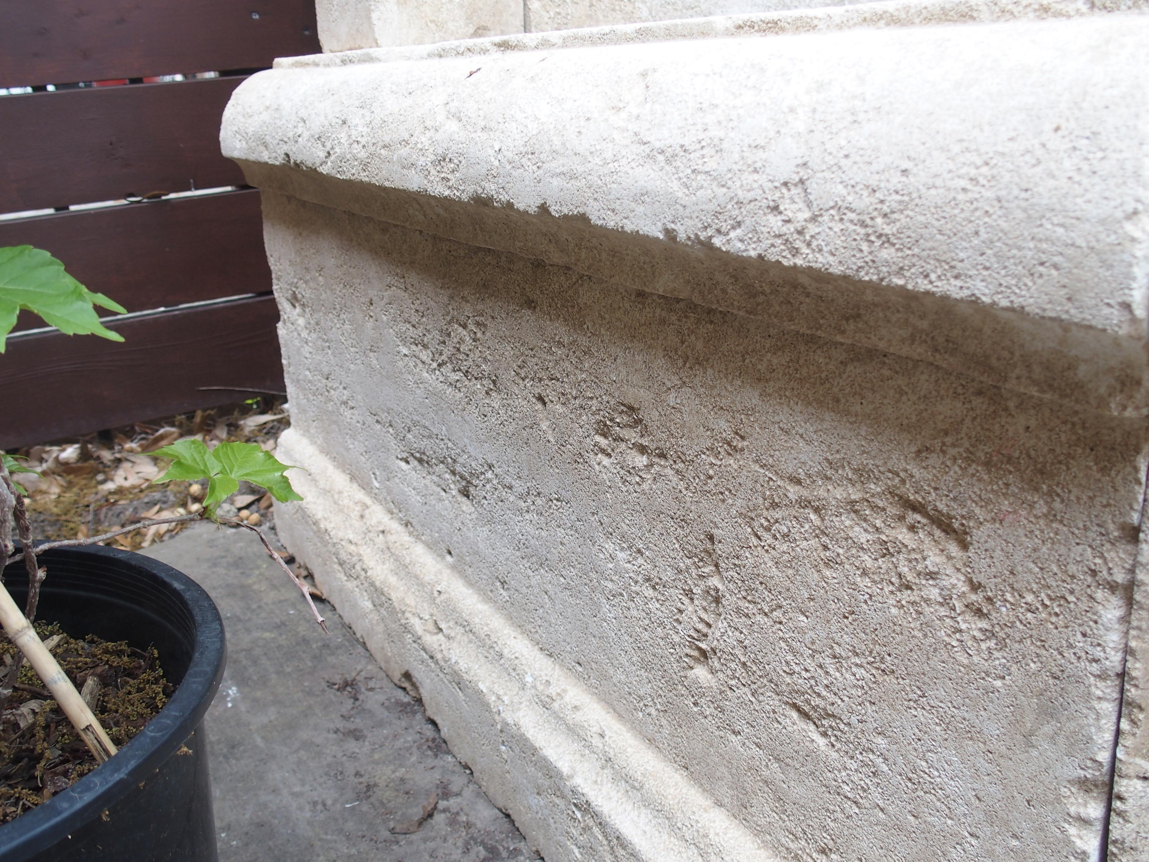 Contemporary Limestone Wall Fountain with Carved Stone Backplate from Provence, France