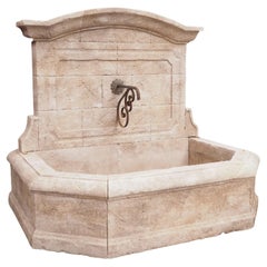 Limestone Wall Fountain with Wrought Iron Spout from Provence, France