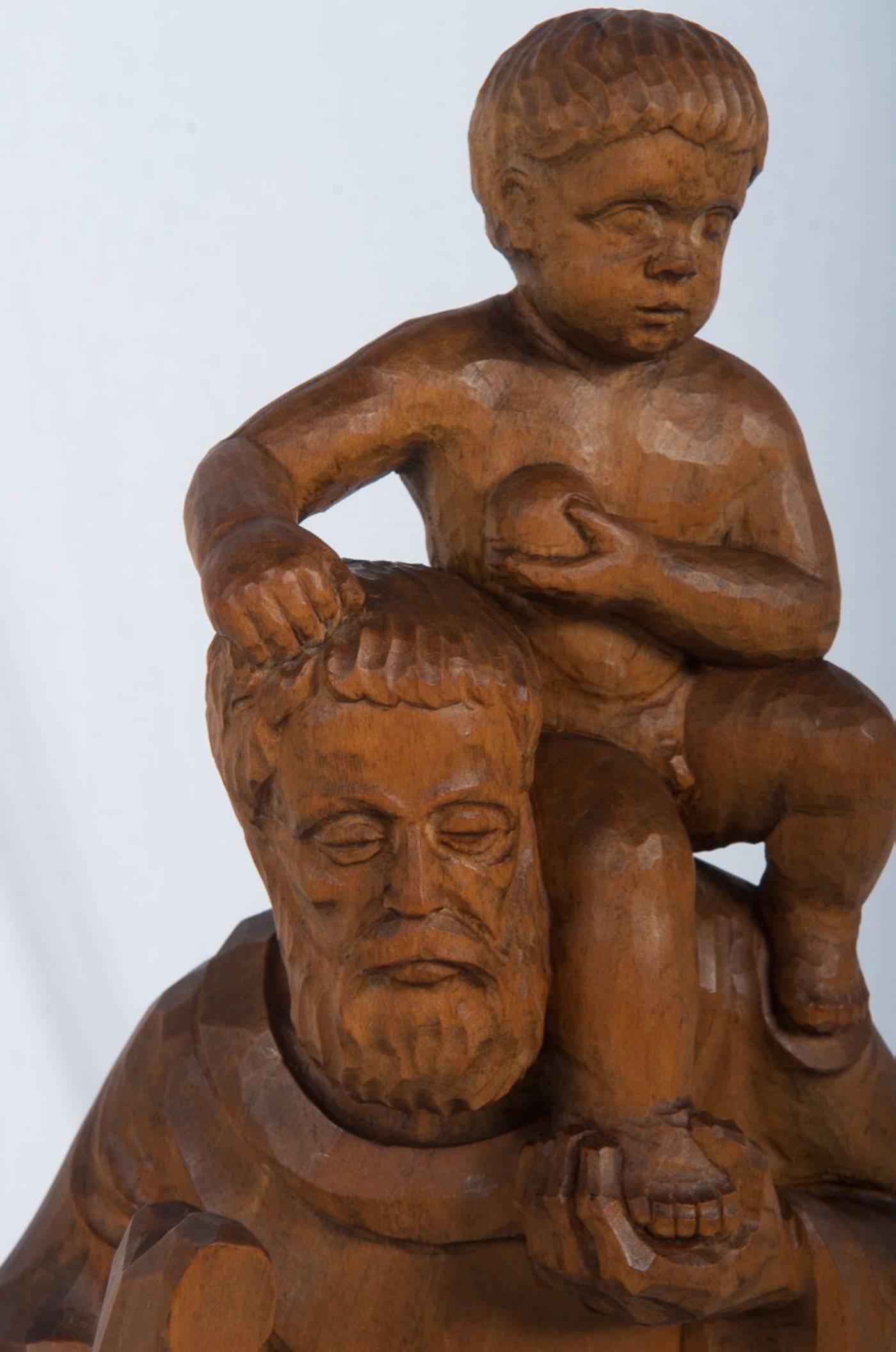 Limewood Sculpture Holy Christophorus In Excellent Condition For Sale In Vienna, AT