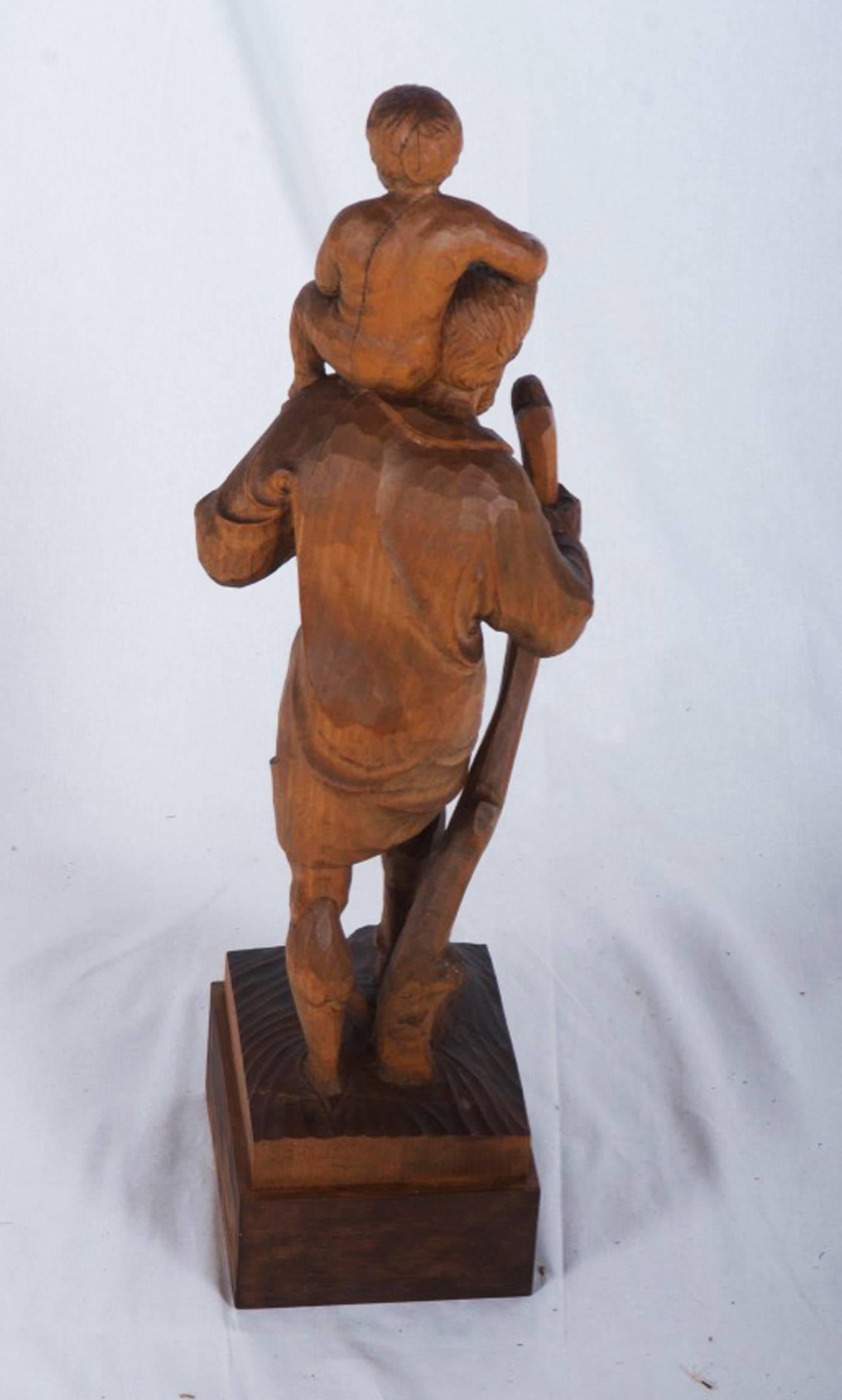 Limewood Sculpture Holy Christophorus For Sale 1