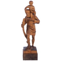 Scultura in legno di tiglio Santo Cristoforo
