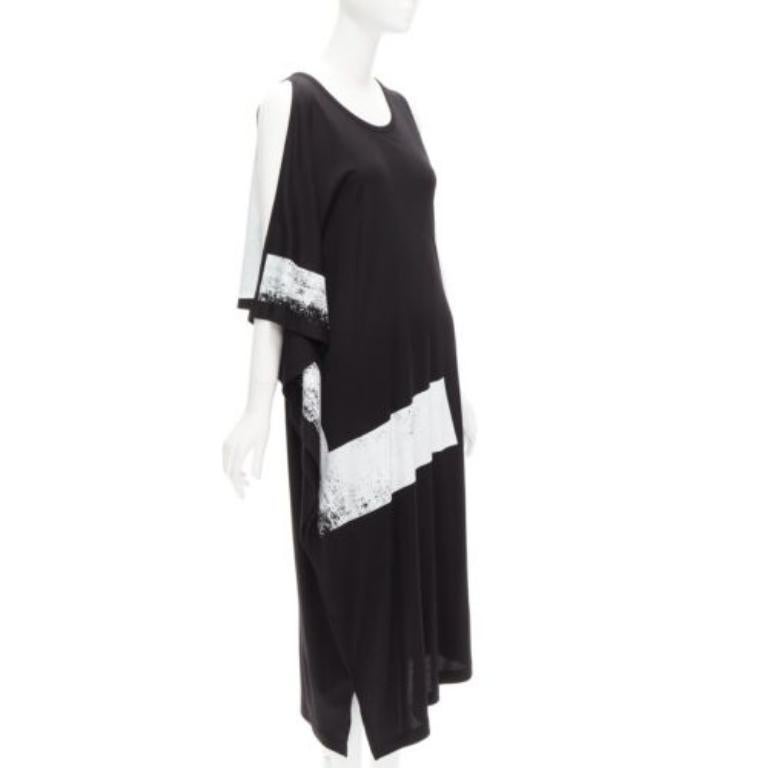 Black LIMI FEU black LF printed asymmetric sleeveless scoop neck tank dress S For Sale