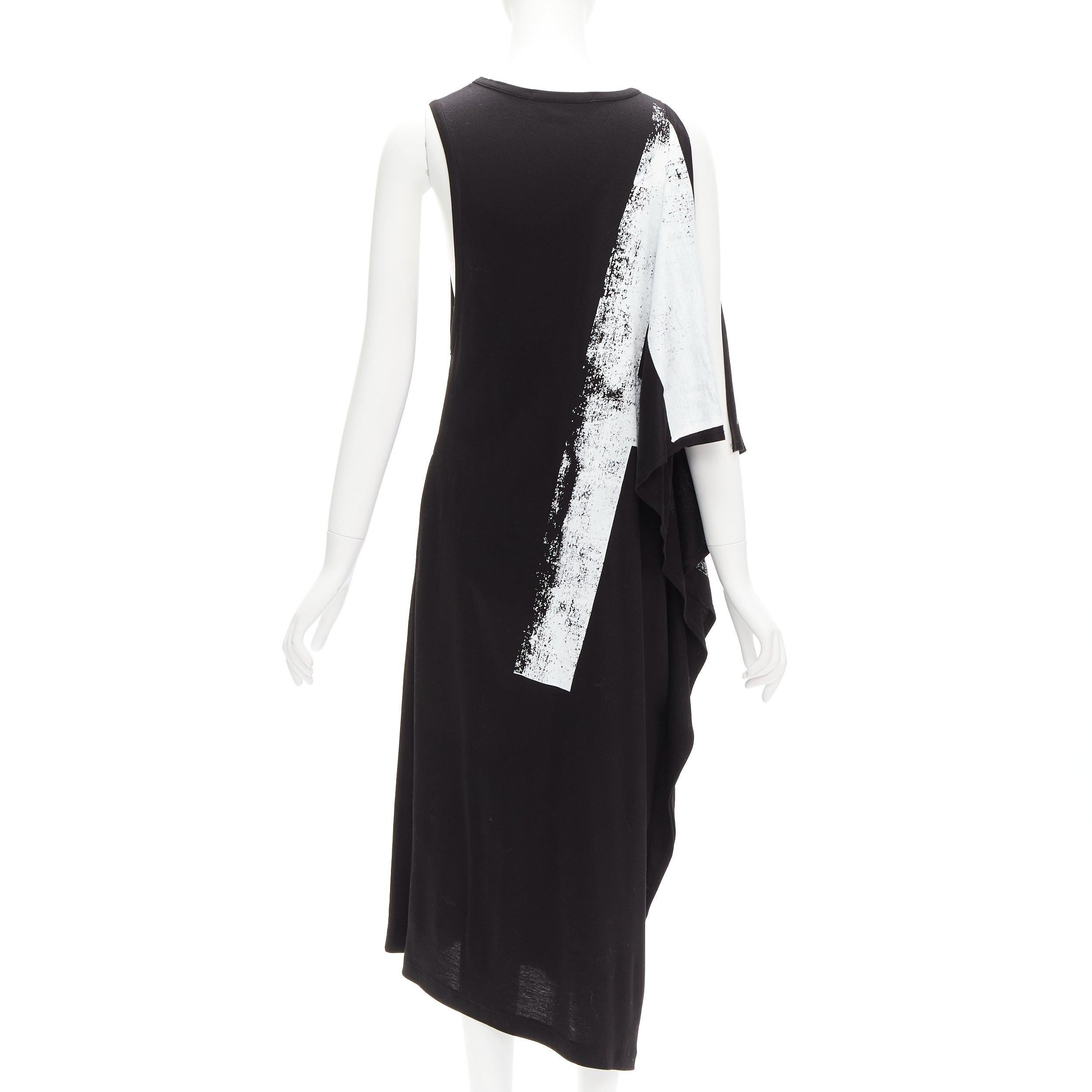 LIMI FEU black LF printed asymmetric sleeveless scoop neck tank dress S In Excellent Condition For Sale In Hong Kong, NT