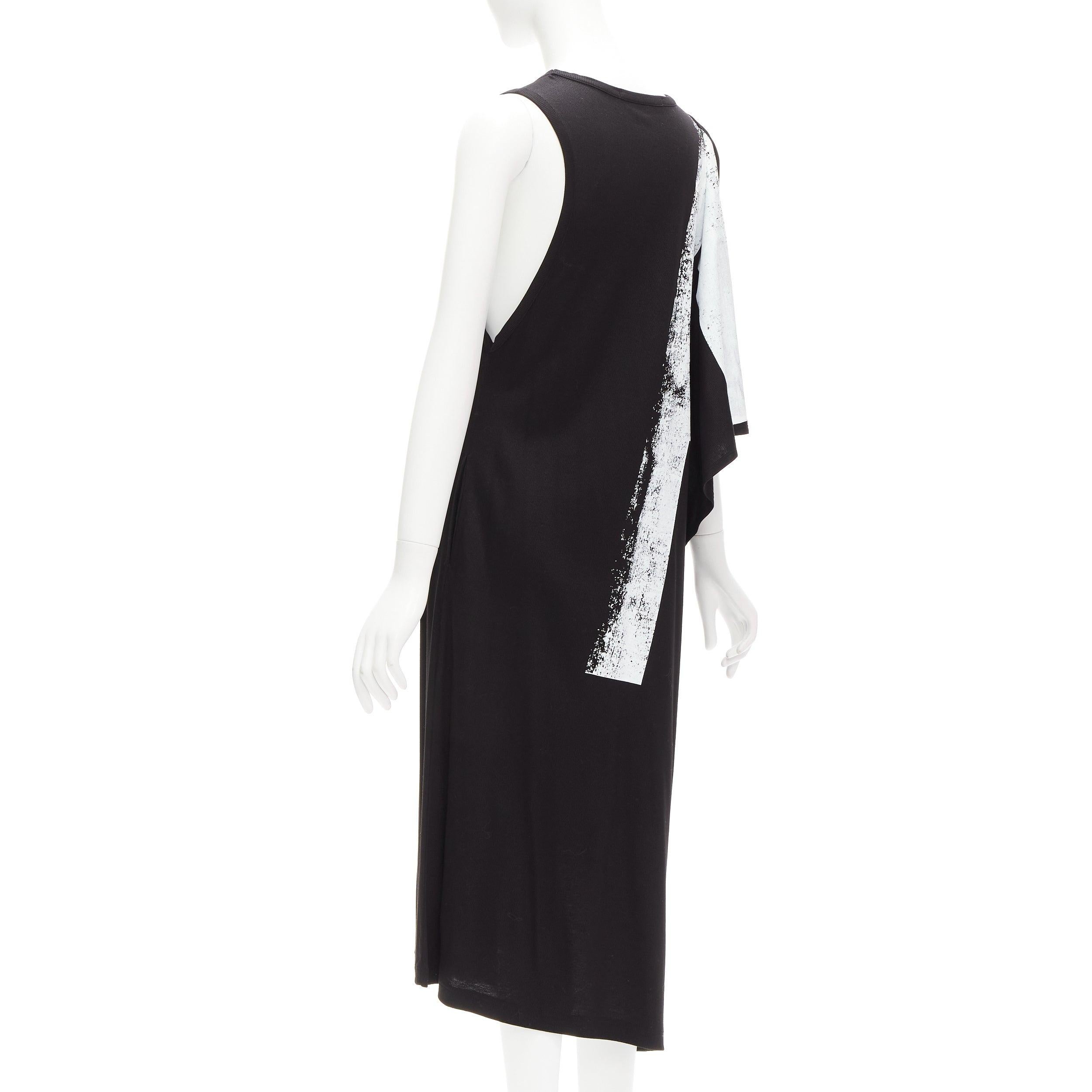 Women's LIMI FEU black LF printed asymmetric sleeveless scoop neck tank dress S For Sale