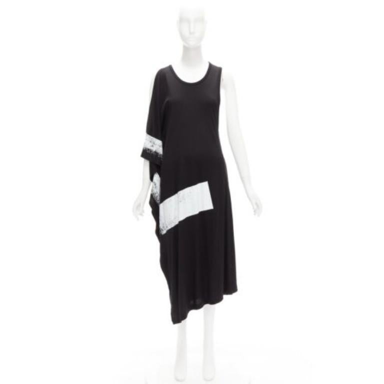 LIMI FEU black LF printed asymmetric sleeveless scoop neck tank dress S For Sale 4