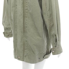 LIMI FEU washed green cotton zip back pocketed utility parka coat S