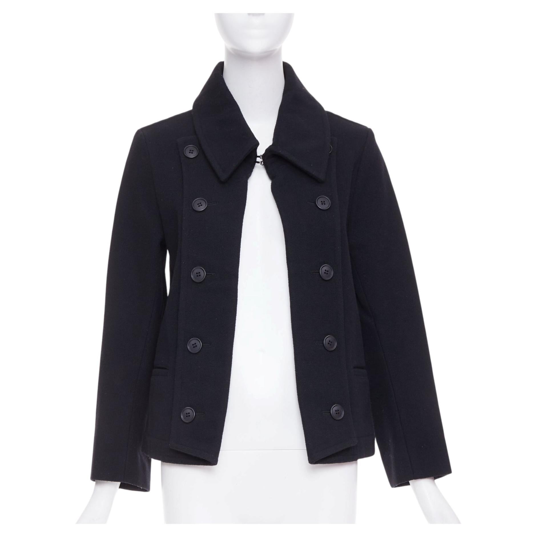 LIMI FEU wool blend asymmetrical double breasted wool melton peacoat jacket S For Sale