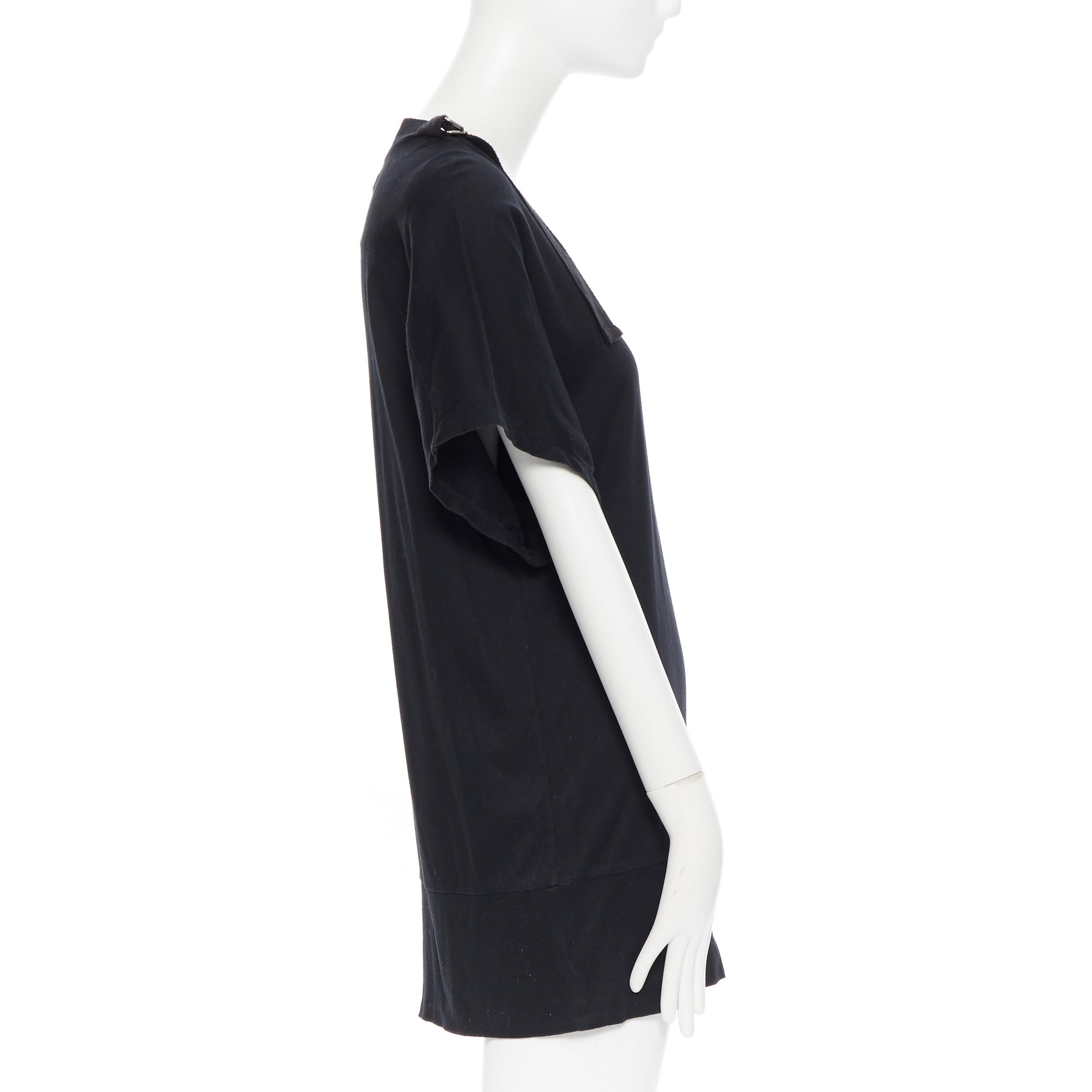 LIMI FEU YOHJI YAMAMOTO black cotton D-ring strap shoulder tunic t-shirt S In Fair Condition In Hong Kong, NT