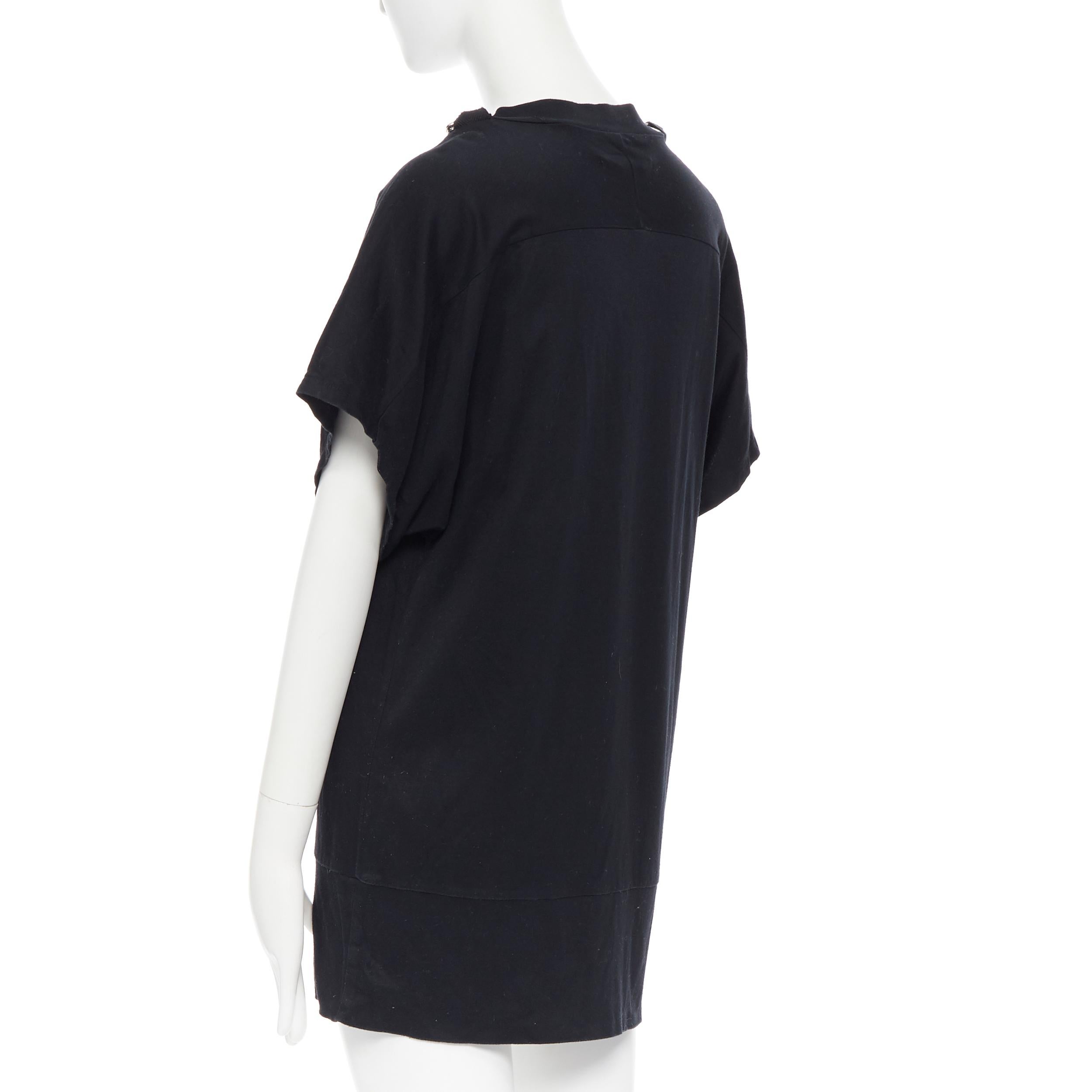 LIMI FEU YOHJI YAMAMOTO black cotton D-ring strap shoulder tunic t-shirt S 2