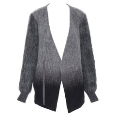 LIMI FEU YOHJI YAMAMOTO grey gradient ombre V-neck mohair wool coat S