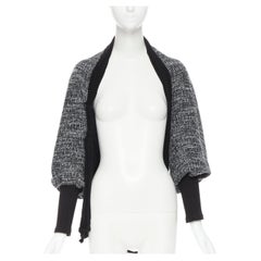 LIMI FEU YOHJI YAMAMOTO Graue Tweed-Strickjacke aus geflochtener Baumwolle mit Shrug S