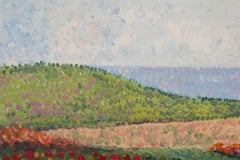 Huile sur toile originale "Flowerbed", paysage de LiMing Guan