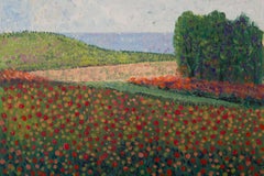 LiMing Guan Landscape Original Oil On Canvas "Flowerbed"
