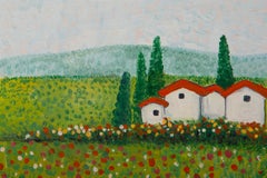 LiMing Guan Landscape Original Oil Painting "Flower Garden"