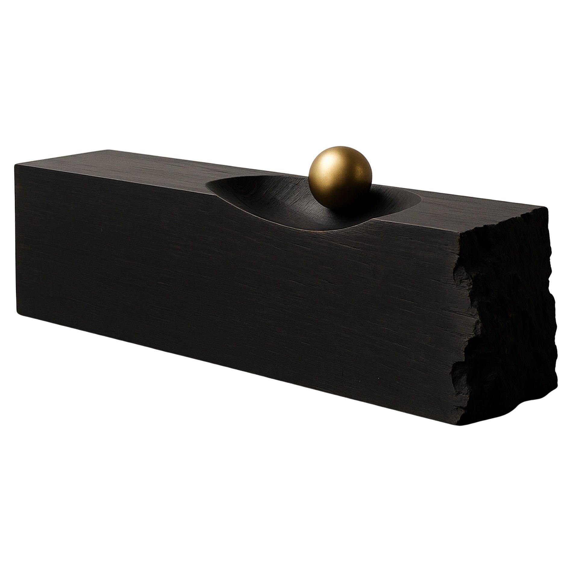 Limite do Imanente — Contemporary Sculpture in Ebonized Wood 
Satin Brass For Sale