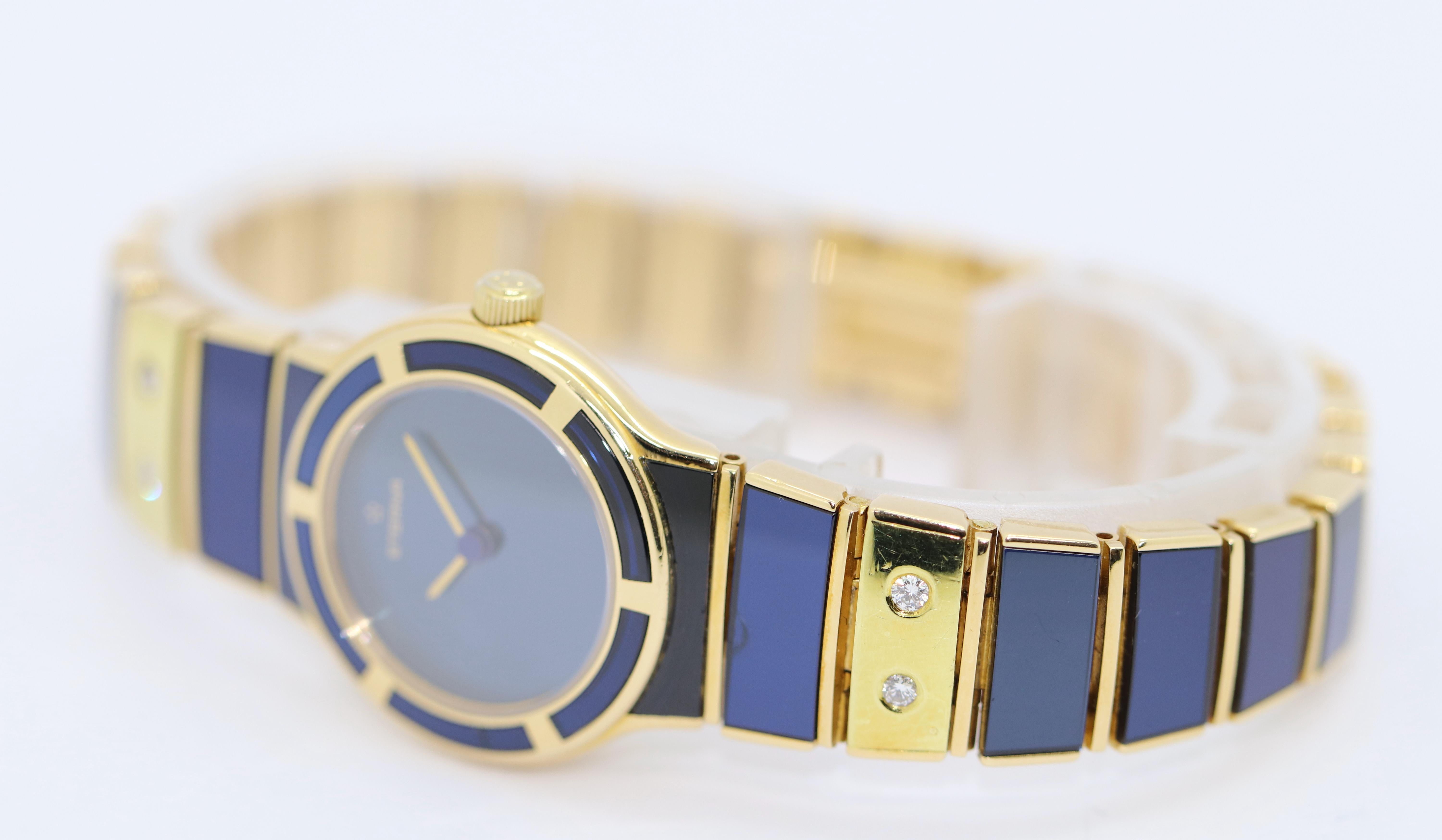 Round Cut Limited 18 Karat Gold Ladies Wrist Watch by Eterna, Model Galaxis, Number 007 For Sale