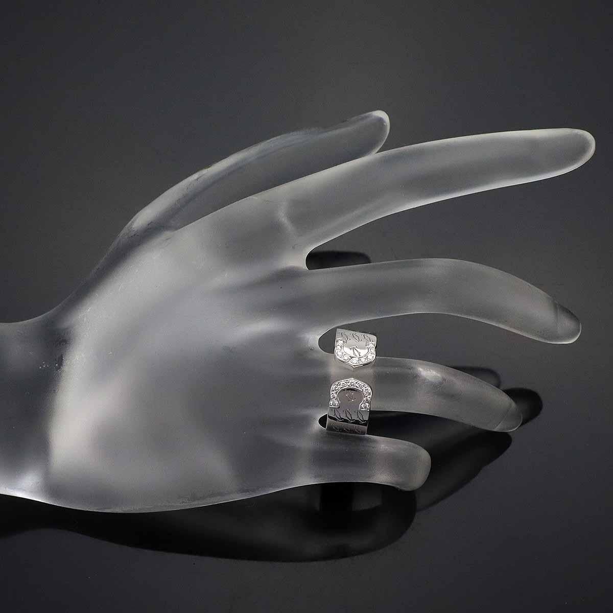 Limited 2000 Cartier  Double C 2 Monogram Diamond Ring 18K White Gold US 5 1/2 In condizioni buone in vendita a Tokyo, JP