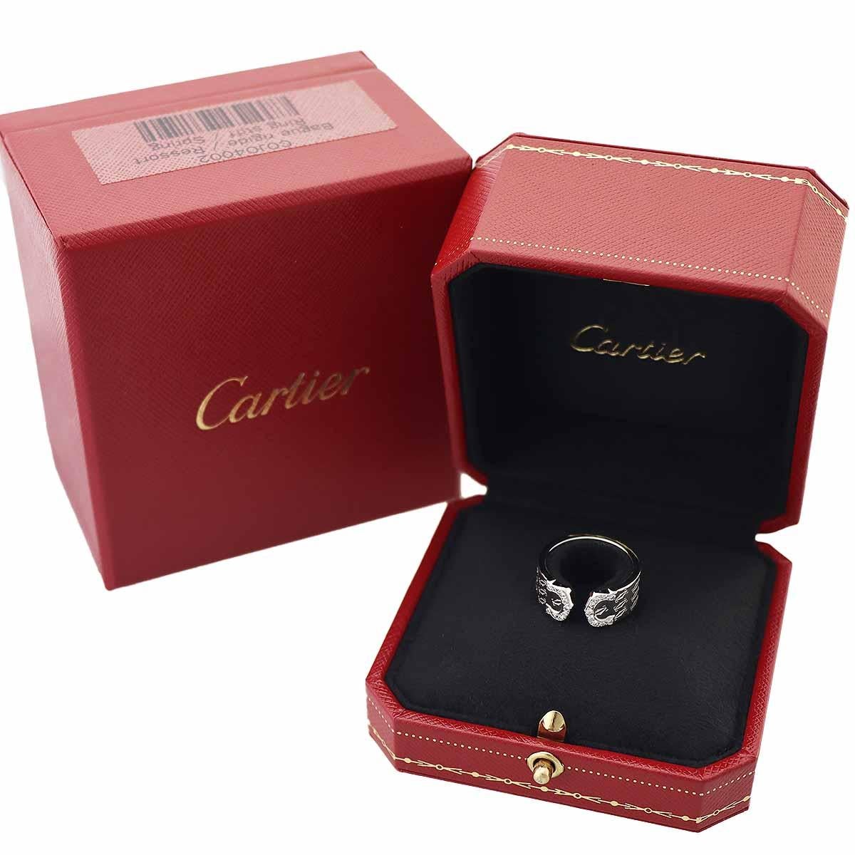 Limited 2000 Cartier  Double C 2 Monogram Diamond Ring 18K White Gold US 5 1/2 in vendita 1