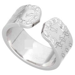 Limited 2000 Cartier  Double C 2 Monogram Diamond Ring 18K White Gold US 5 1/2