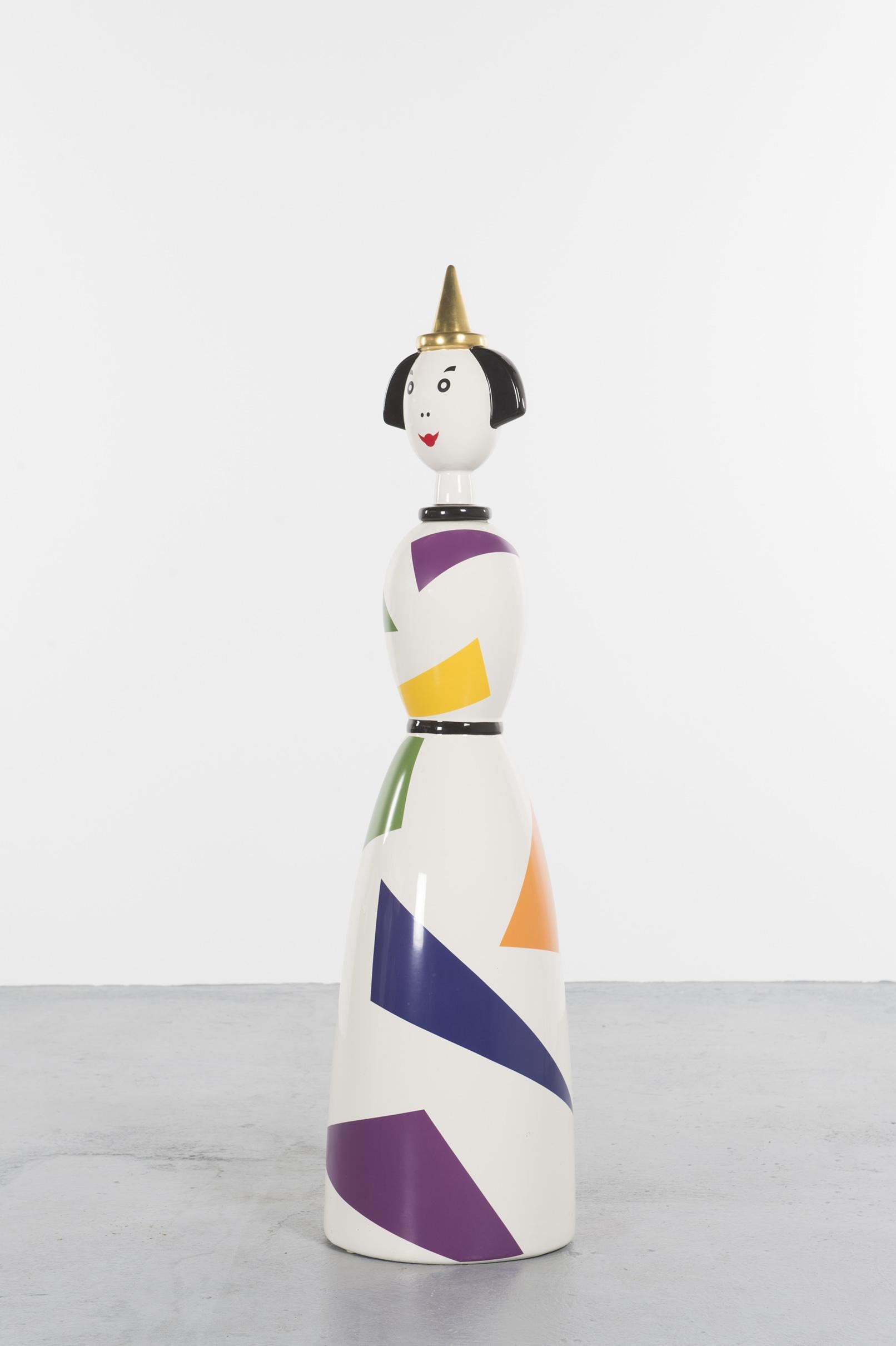 Rare Ceramic Named Anna Harlequin by Alessandro Mendini, 1999, Italy

Polychrome enameled ceramic sculpture designed in 1999 by Alessandro Mendini as a tribute to his wife and edited by Alessi in a limited edition of 99 pieces. This item is number