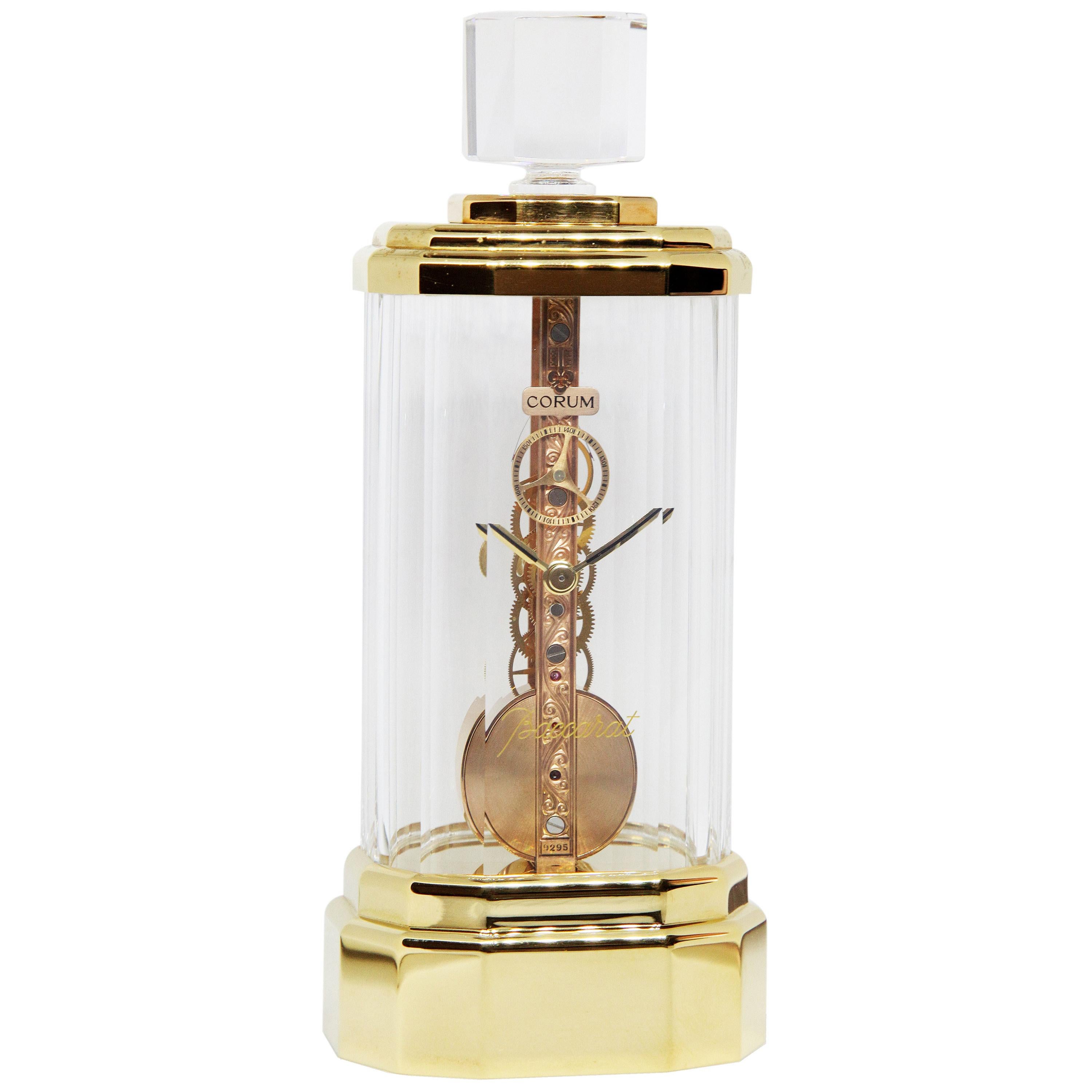 Limited Baccarat x Corum Skeletonized Bridge Perfume Bottle Timepiece Clock 