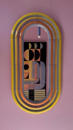 Miroir en céramique limité ELO 60x120 jaune & abricot & lilas par Pani Jurek