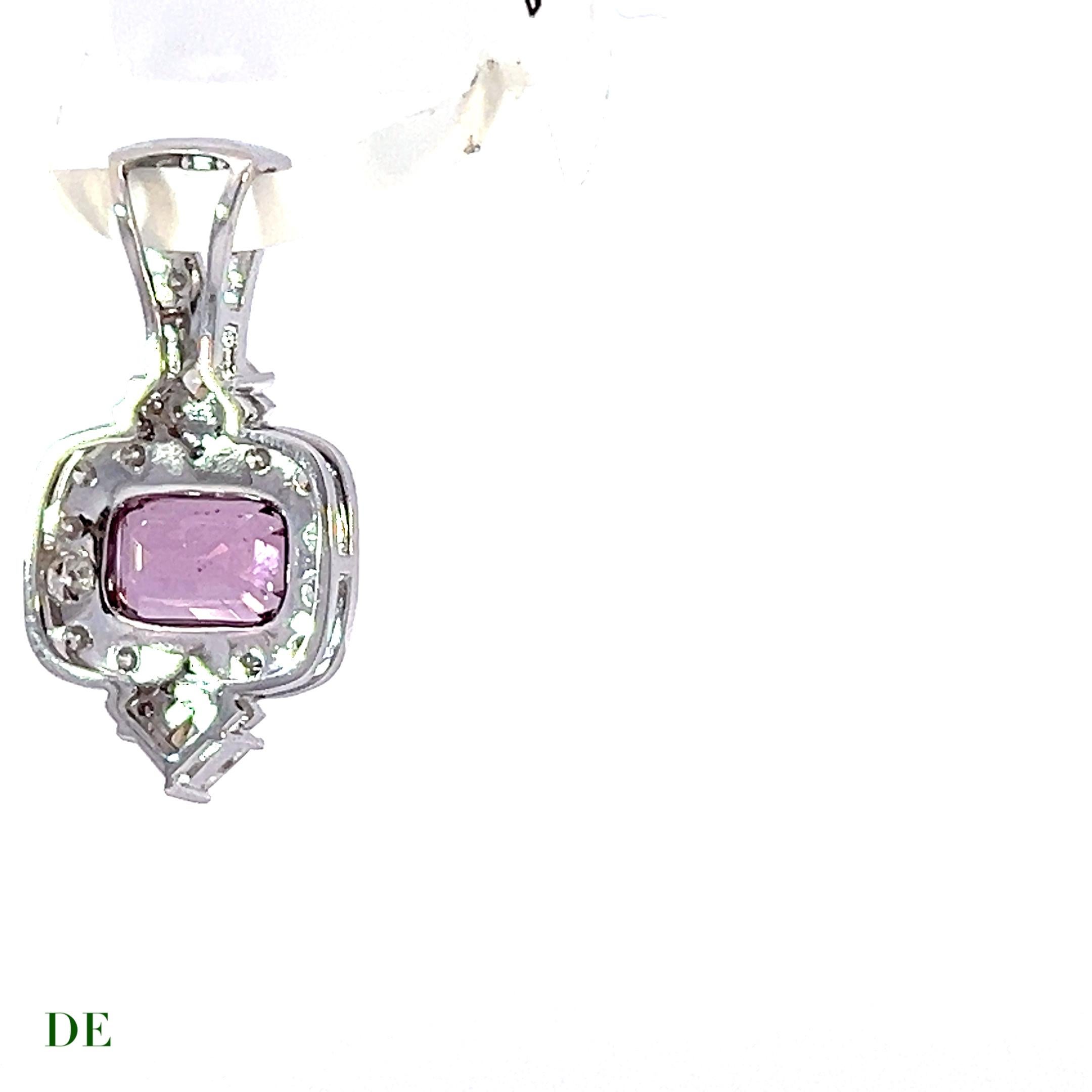 Pear Cut Limited Classic 14k Gold w/ 1.45 ct Purple Lavender spinel .68ct Diamond Pendant For Sale