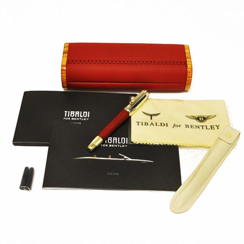 Limited edition Tibaldi for Bentley Azure Hotspur leather Fountain pen in sterling silver with 18k nib 111/ 500. Made in Italy, New complete with presentation box, and papers.
