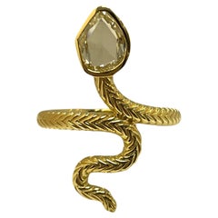 Limited Edition 18K Yellow Gold 0.75 carat Natural Diamond Snake Ring