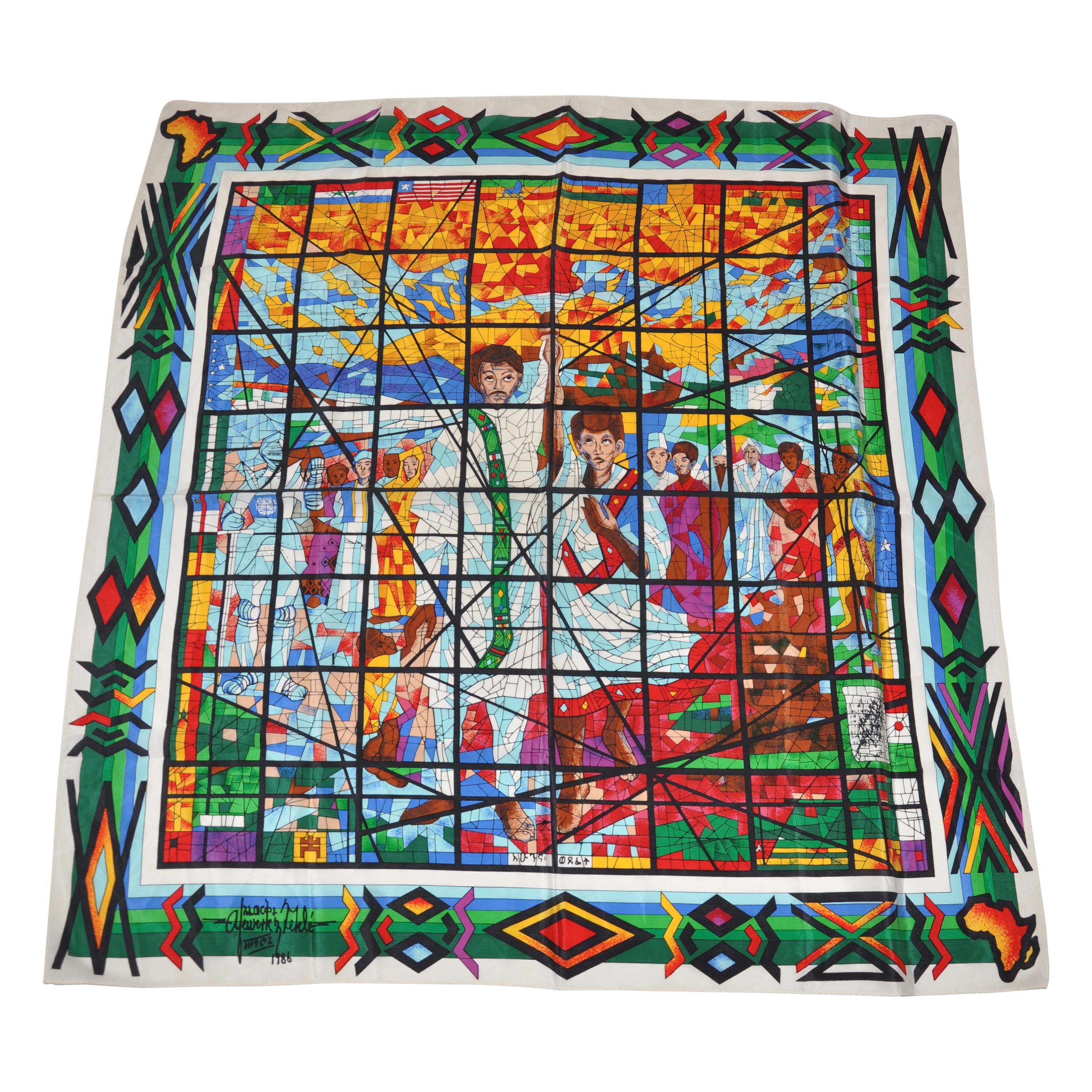 "Limited Edition" 1986 Afewerk & Tekle "Stained Glass" Silk Scarf