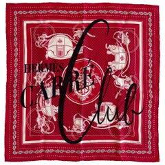 Limited Edition 2018 Hermes "Carré Club Ex-Libris" Bandana 55 Silk Twill Scarf