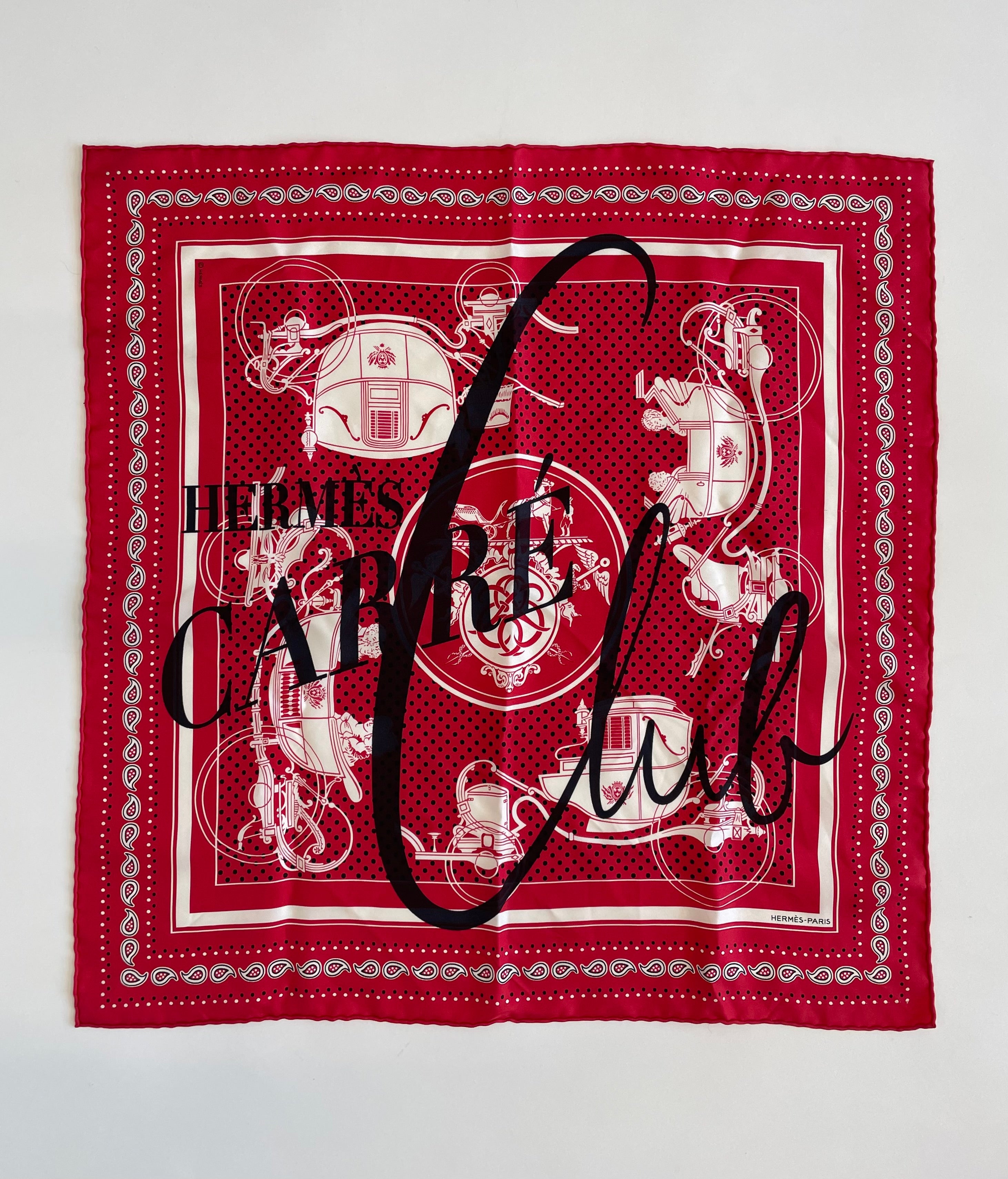 Limited Edition 2018 Hermes "Carré Club Ex-Libris" Bandana 55 Silk Twill Scarf For Sale